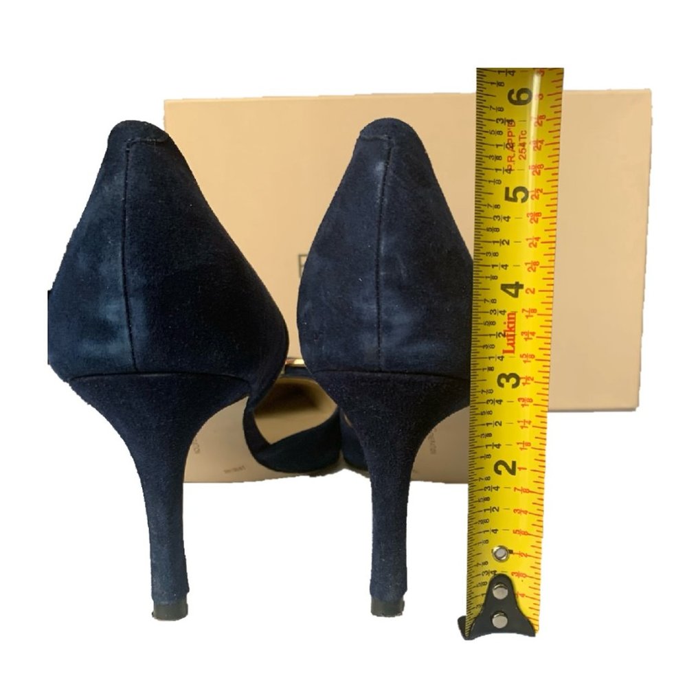 BCBGeneration Perryn Blue Gold Bow Open Side Heels Pumps Shoes Women's 10M - Picture 3 of 12